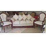 JUEGO SOFA APLICACIONES MADERA + 2 COMENSALES