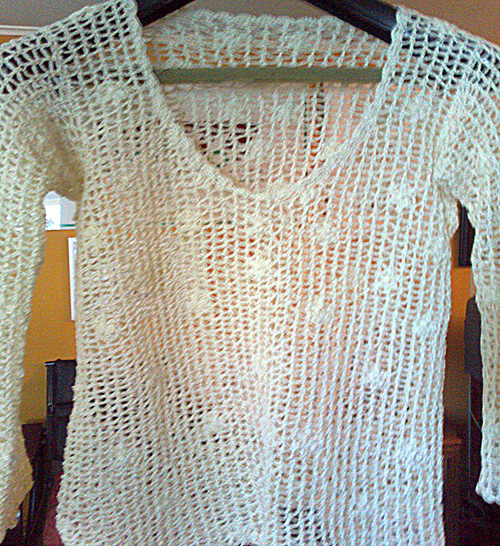 Polera de hilo tejida a palillo clearance